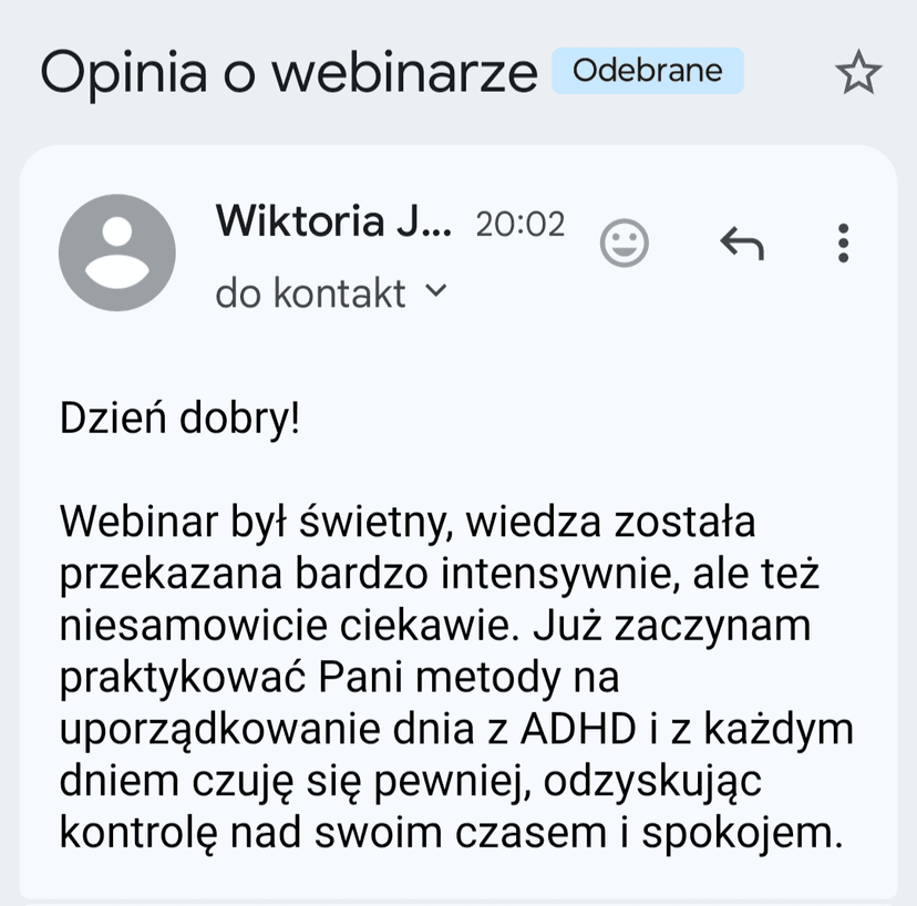 Opinia uczestniczki webinaru 3